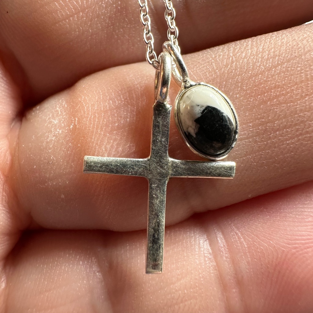 White Buffalo Sterling Silver 925 Cross Necklace Handmade Dainty 65$